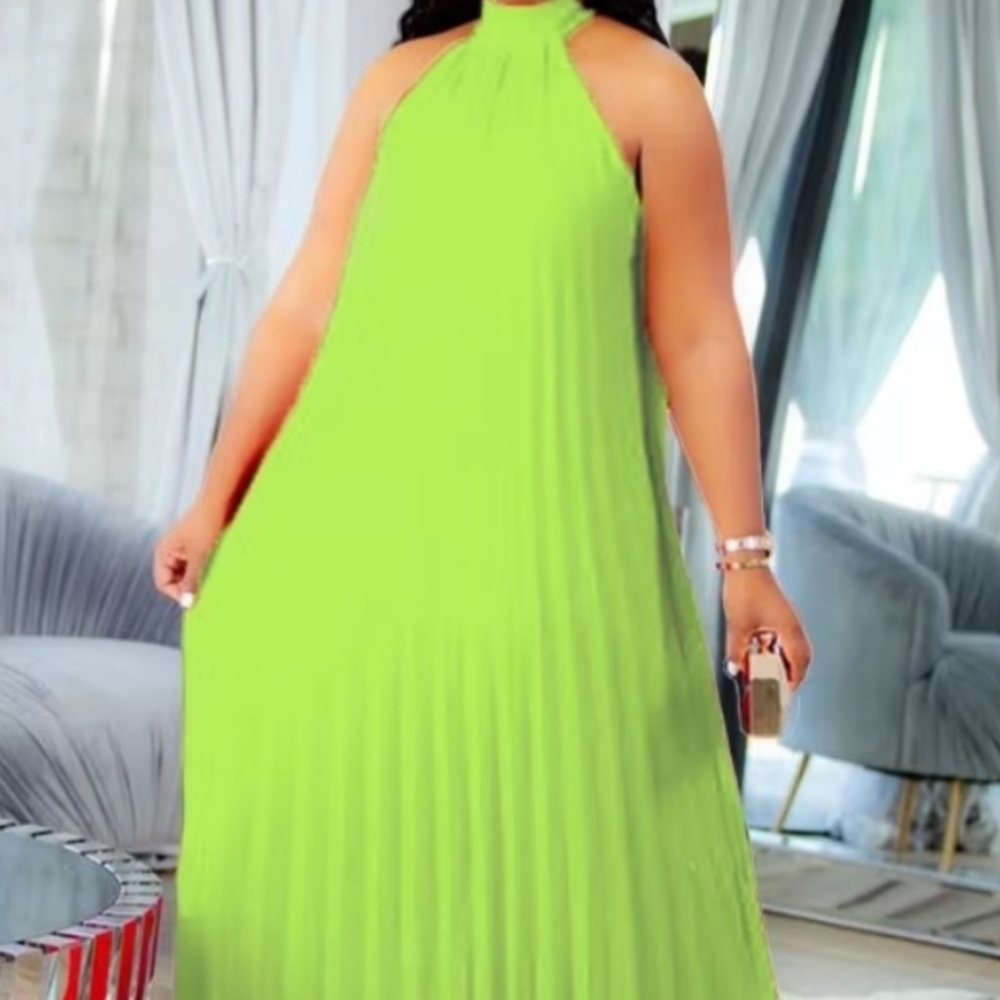Women’s Halter Maxi Dress in Lime Green